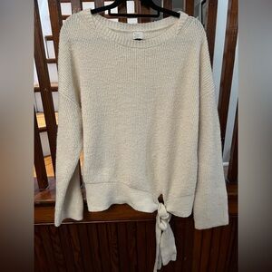 a new day Women's Cream Knit Sweater with Knot Detail